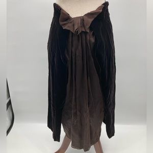 Jil Sander Women’s Black Velvet Brown Accent Center Zip Skirt